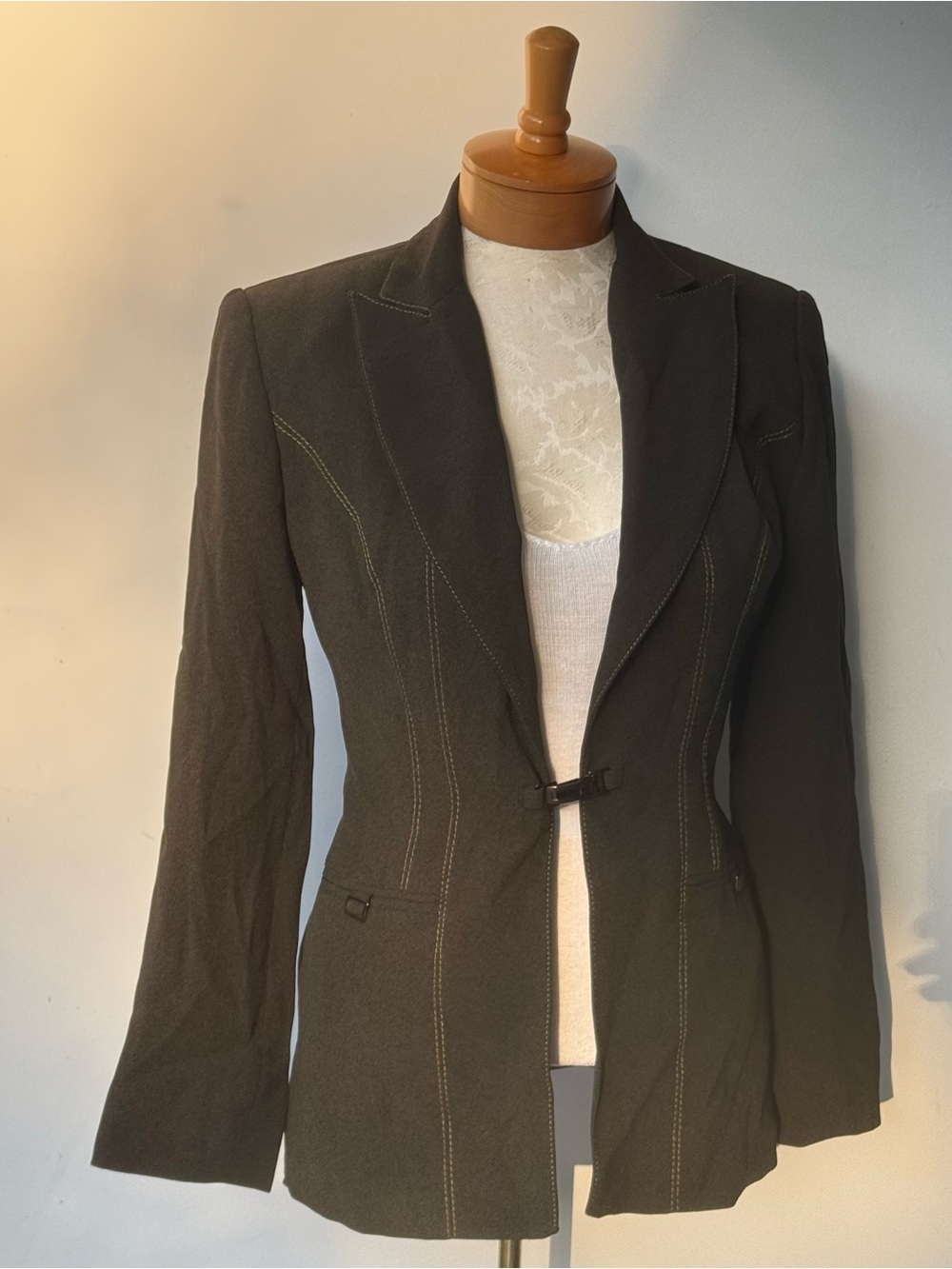 Vintage Alberto Makali Utility Blazer ft Contrast Stitching + Buckle Detail